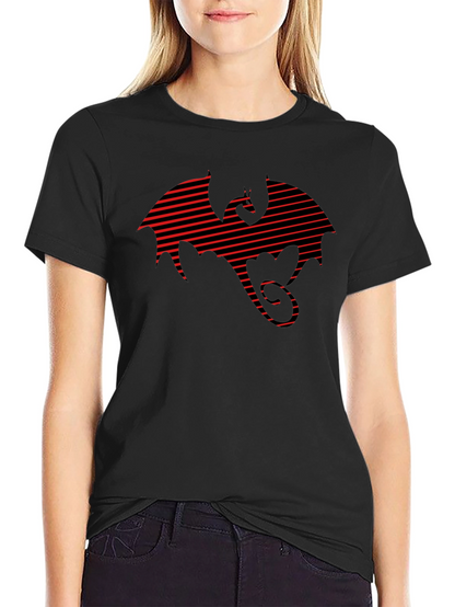 Striped Dragon Tee - Graphic Print T-Shirt