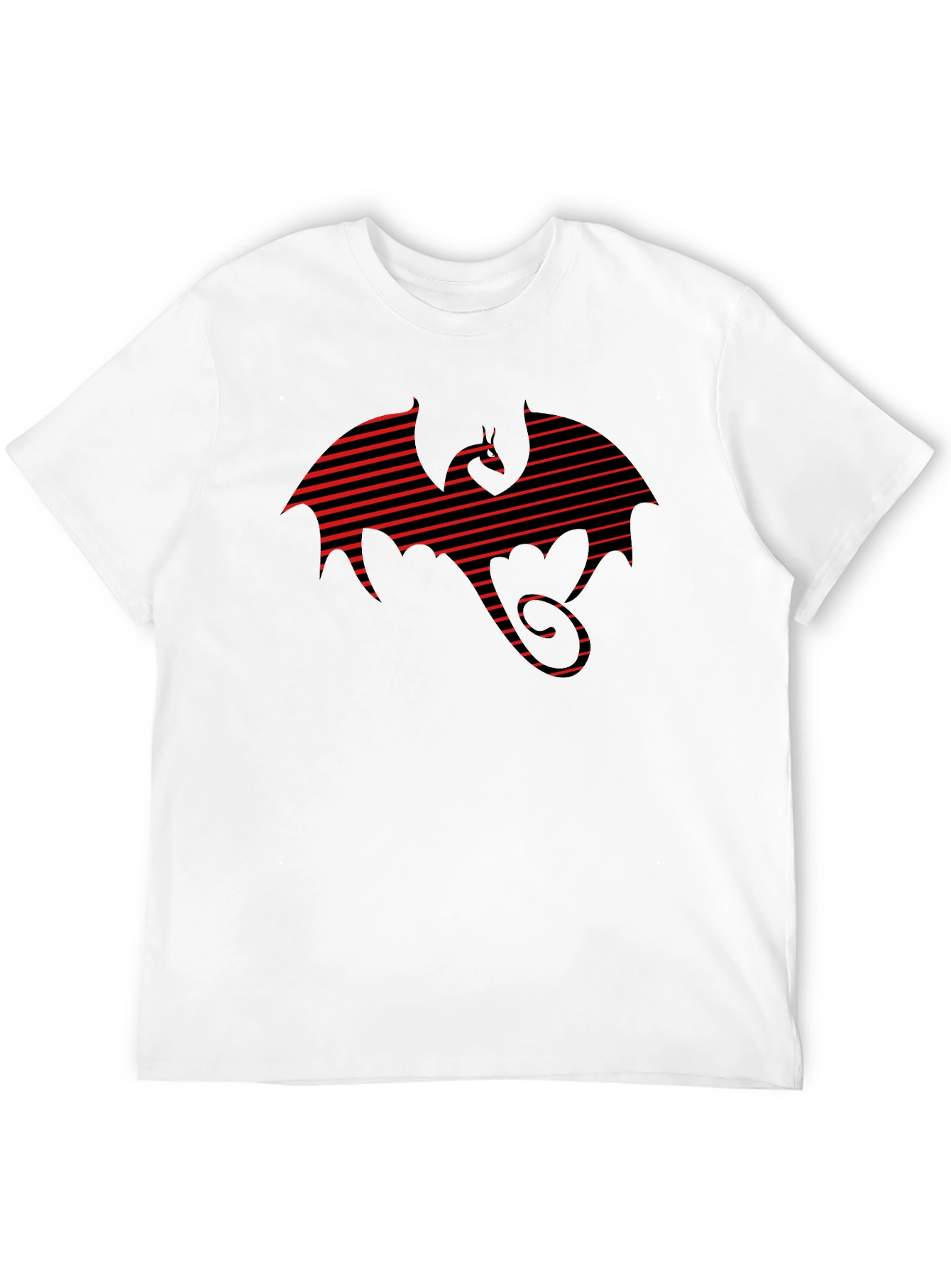 Striped Dragon Tee - Graphic Print T-Shirt