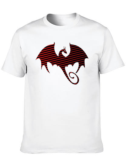 Striped Dragon Tee - Graphic Print T-Shirt
