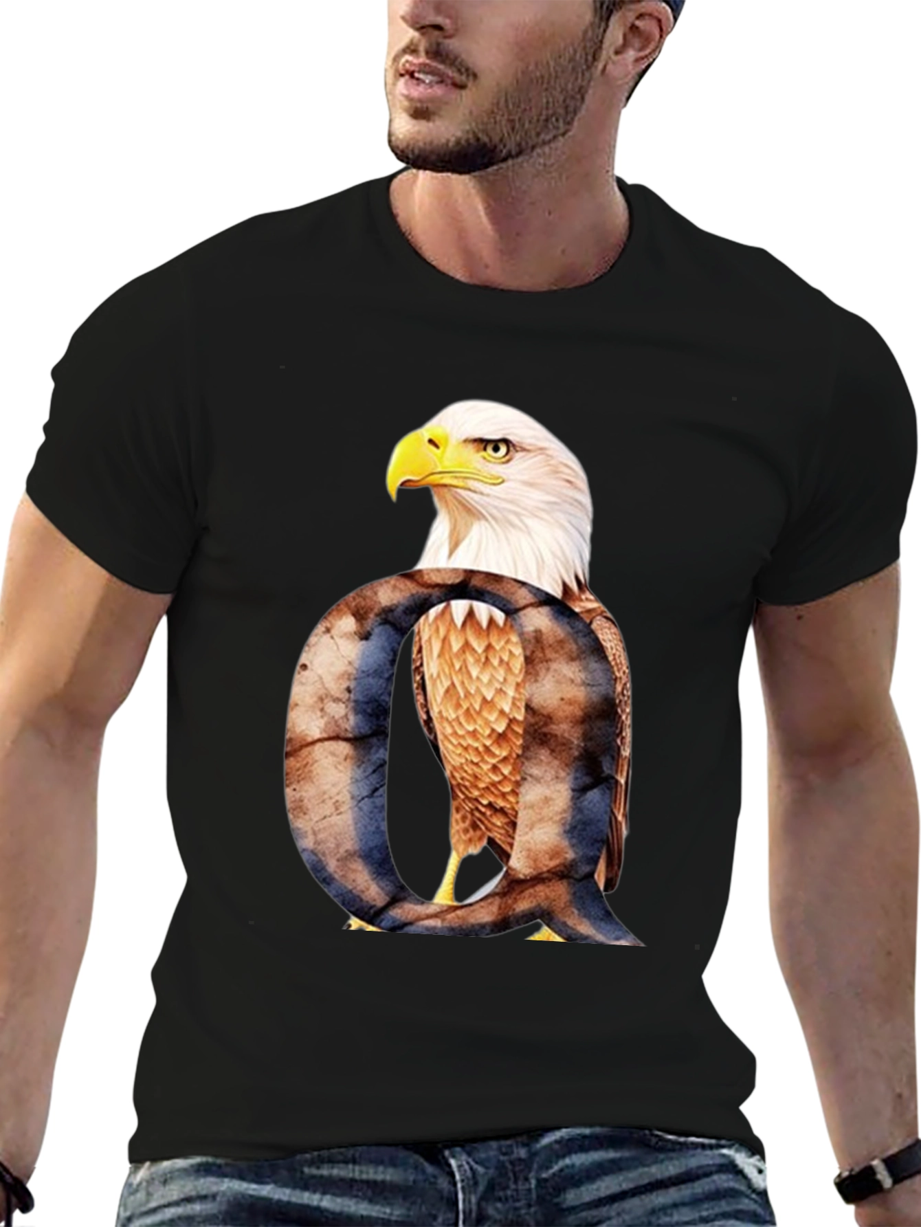 Eagle Letter Q Graphic T-Shirt