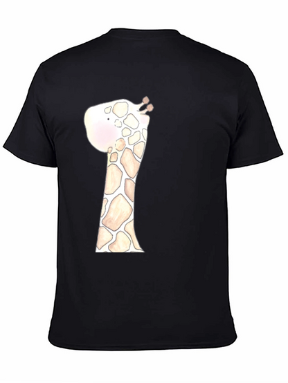 Giraffe Graphic Tee - Black Cotton Casual Shirt