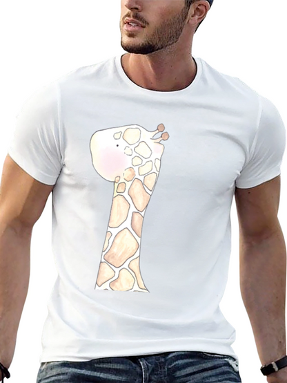 Giraffe Graphic Tee - Black Cotton Casual Shirt