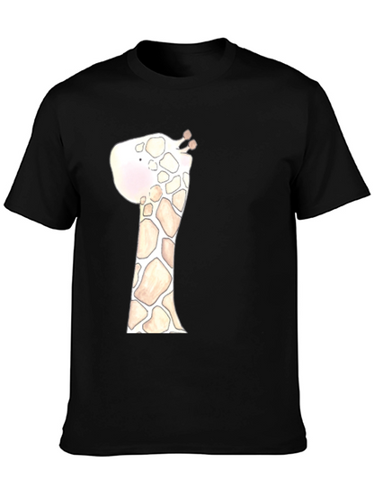 Giraffe Graphic Tee - Black Cotton Casual Shirt