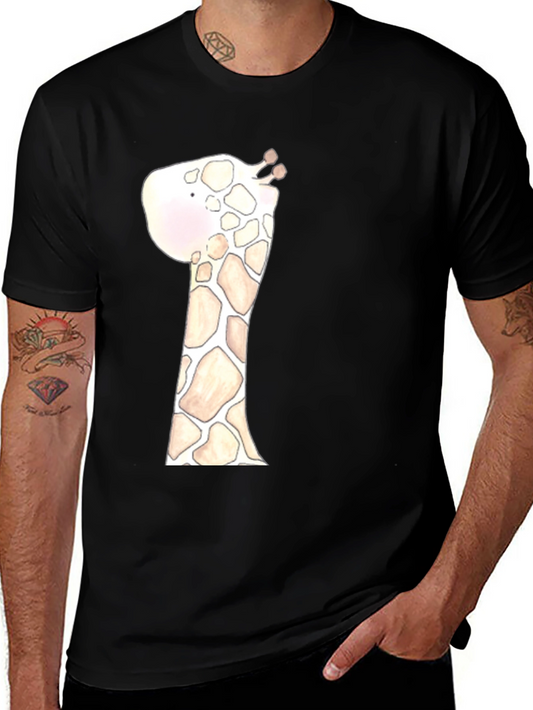 Giraffe Graphic Tee - Black Cotton Casual Shirt