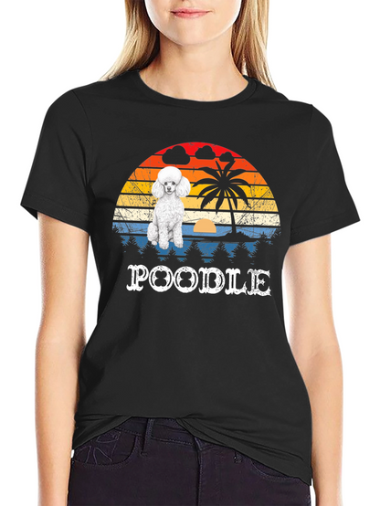 Retro Poodle Sunset Graphic Tee