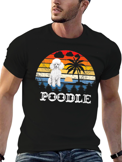 Retro Poodle Sunset Graphic Tee