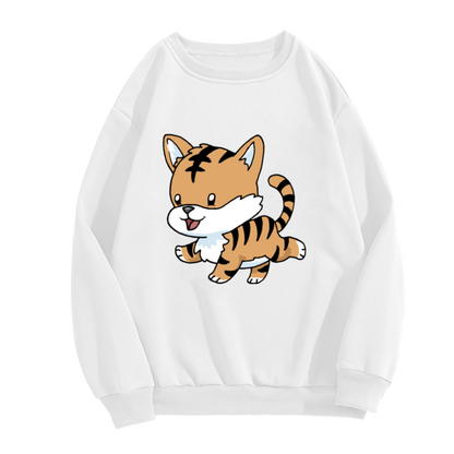 Cute Baby Tiger Cub Crewneck Sweatshirt - Kawaii Orange Tiger Animal Pullover