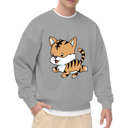 Cute Baby Tiger Cub Crewneck Sweatshirt - Kawaii Orange Tiger Animal Pullover