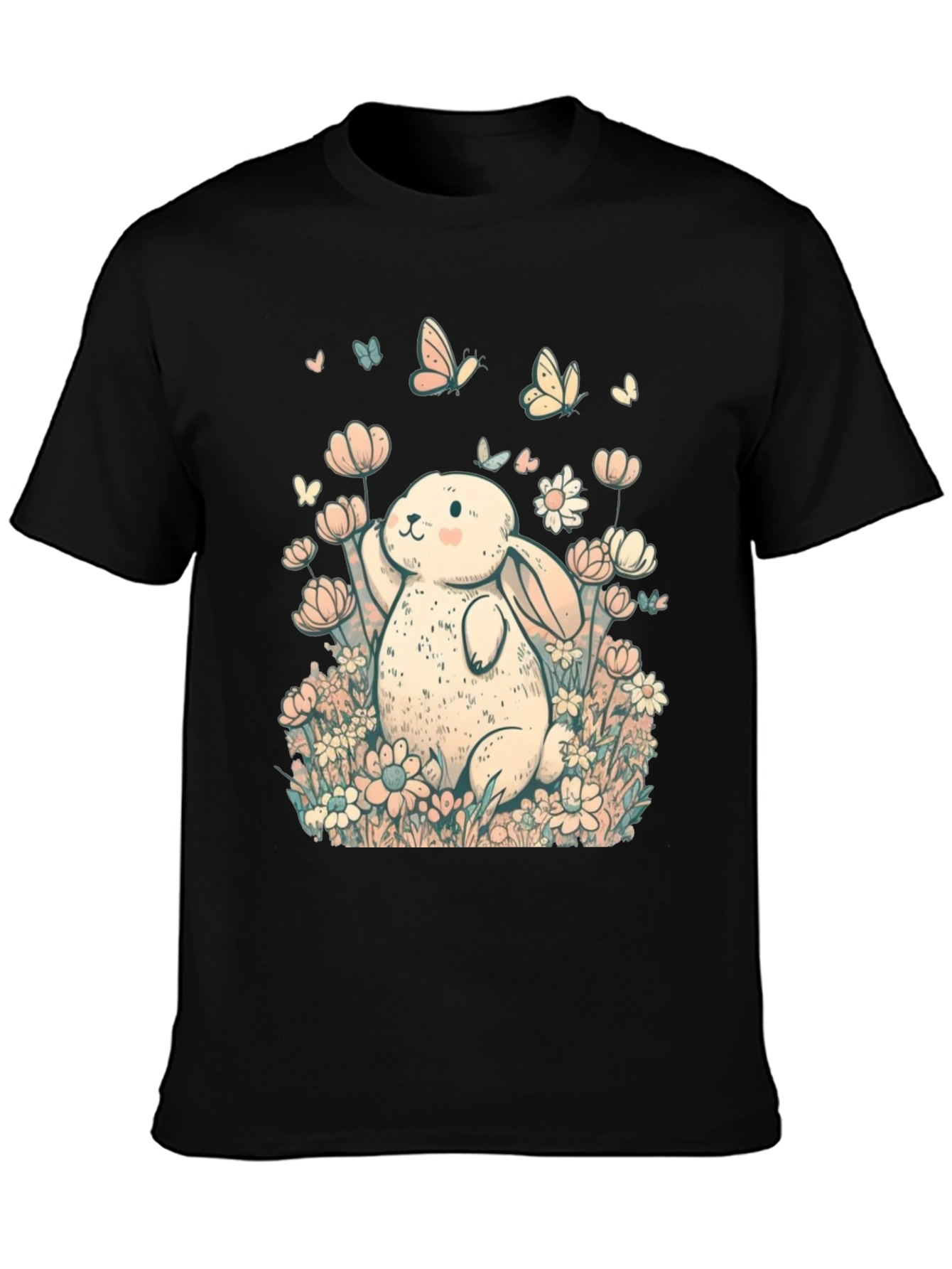 Cute Bunny Floral Graphic T-Shirt