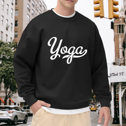 Yoga Life Crewneck Sweatshirt - Elegant Cursive Script Fitness Motivation Pullover