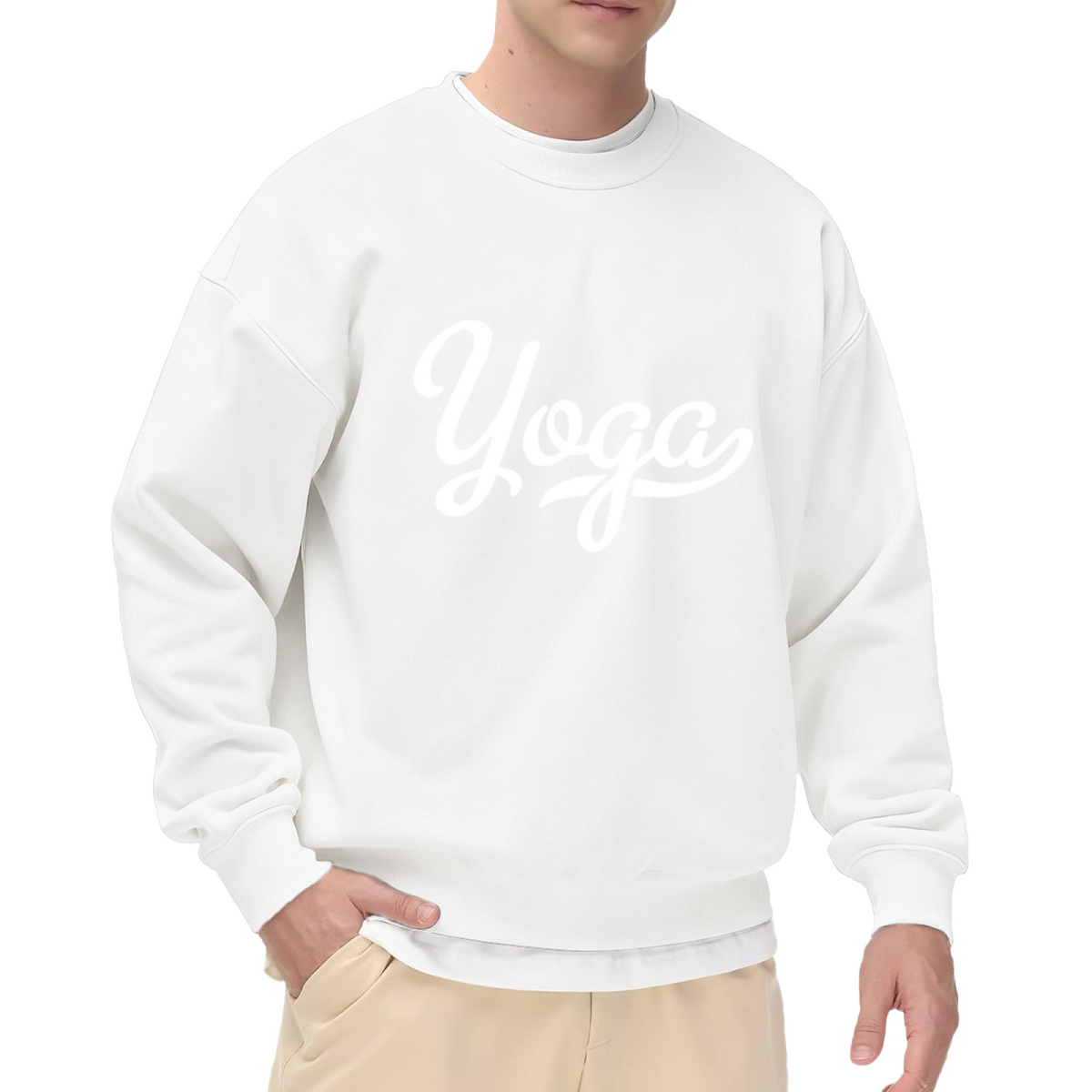 Yoga Life Crewneck Sweatshirt - Elegant Cursive Script Fitness Motivation Pullover