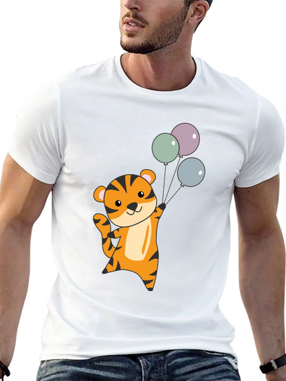 Cute Tiger with Balloons Graphic T-Shirt