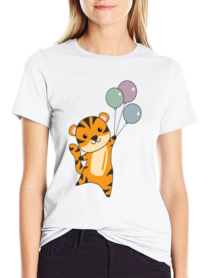 Cute Tiger with Balloons Graphic T-Shirt