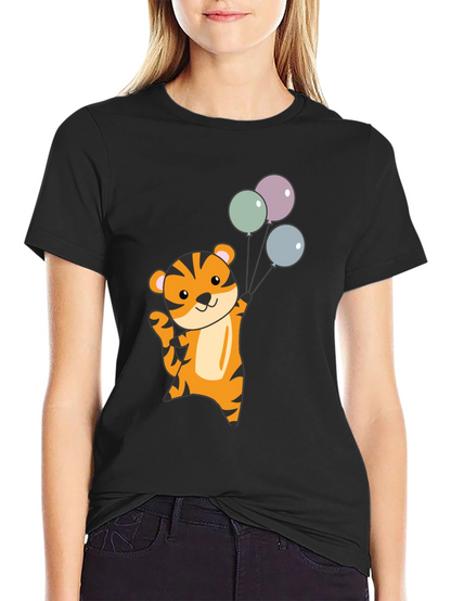 Cute Tiger with Balloons Graphic T-Shirt