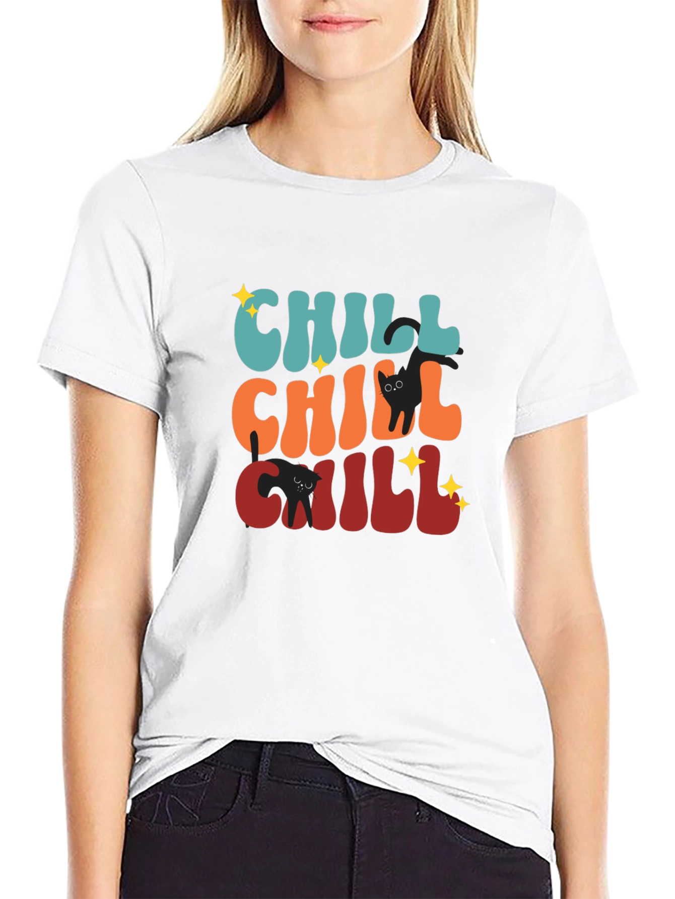 Chill Cat T-Shirt: Retro Style Soft Cotton Tee