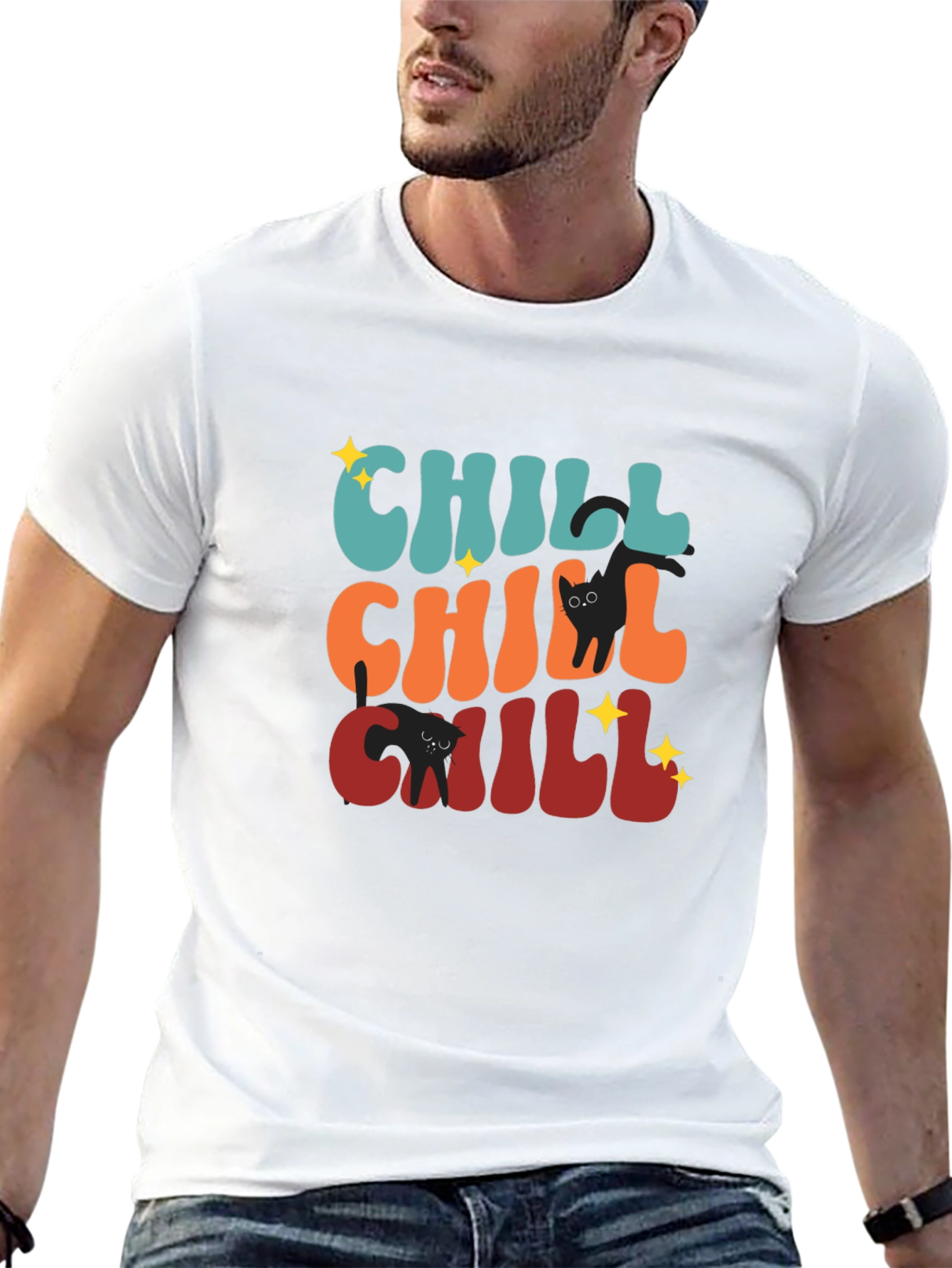 Chill Cat T-Shirt: Retro Style Soft Cotton Tee