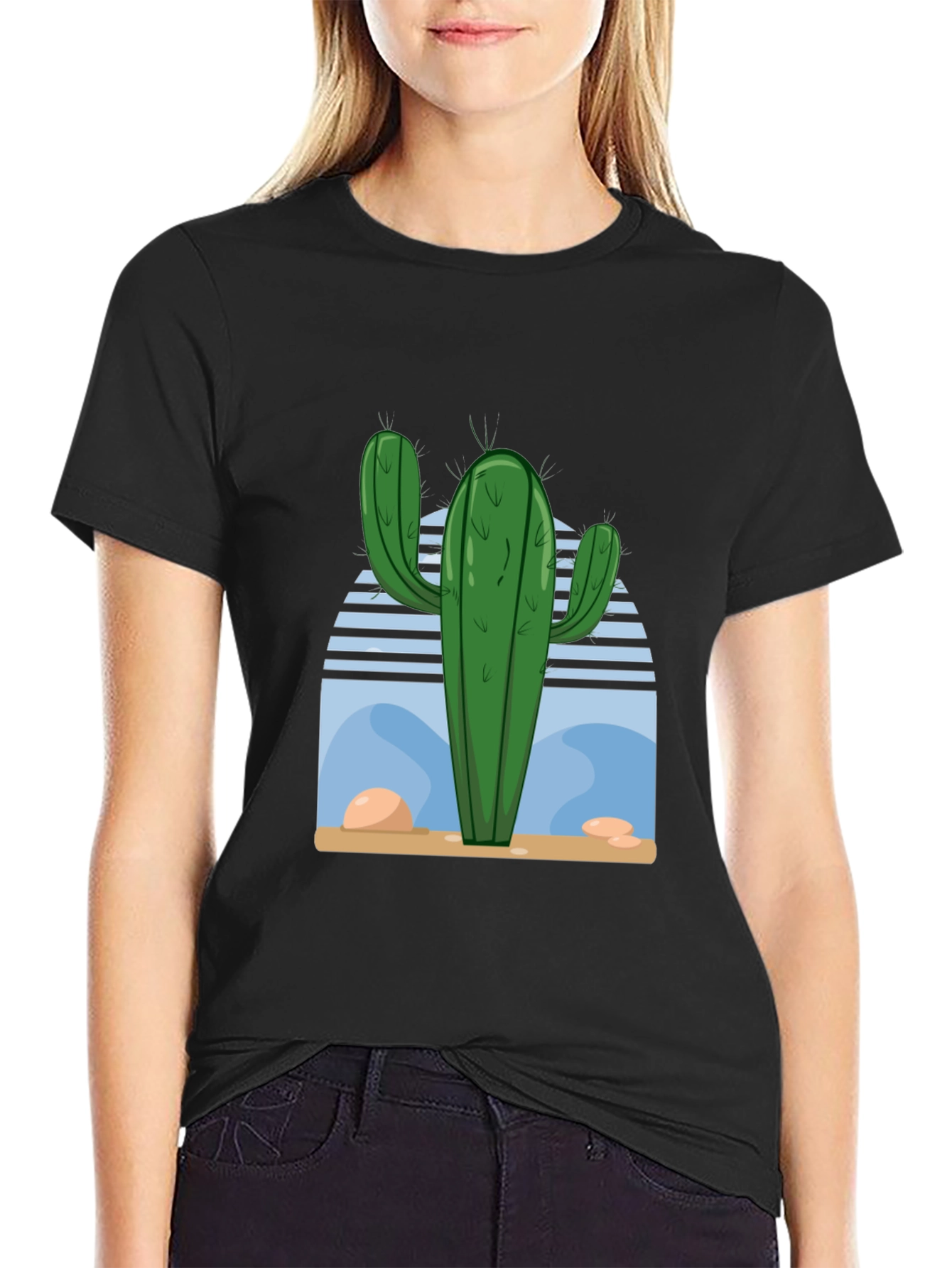 Cactus Desert Scene Graphic Tee - Soft Cotton Blend