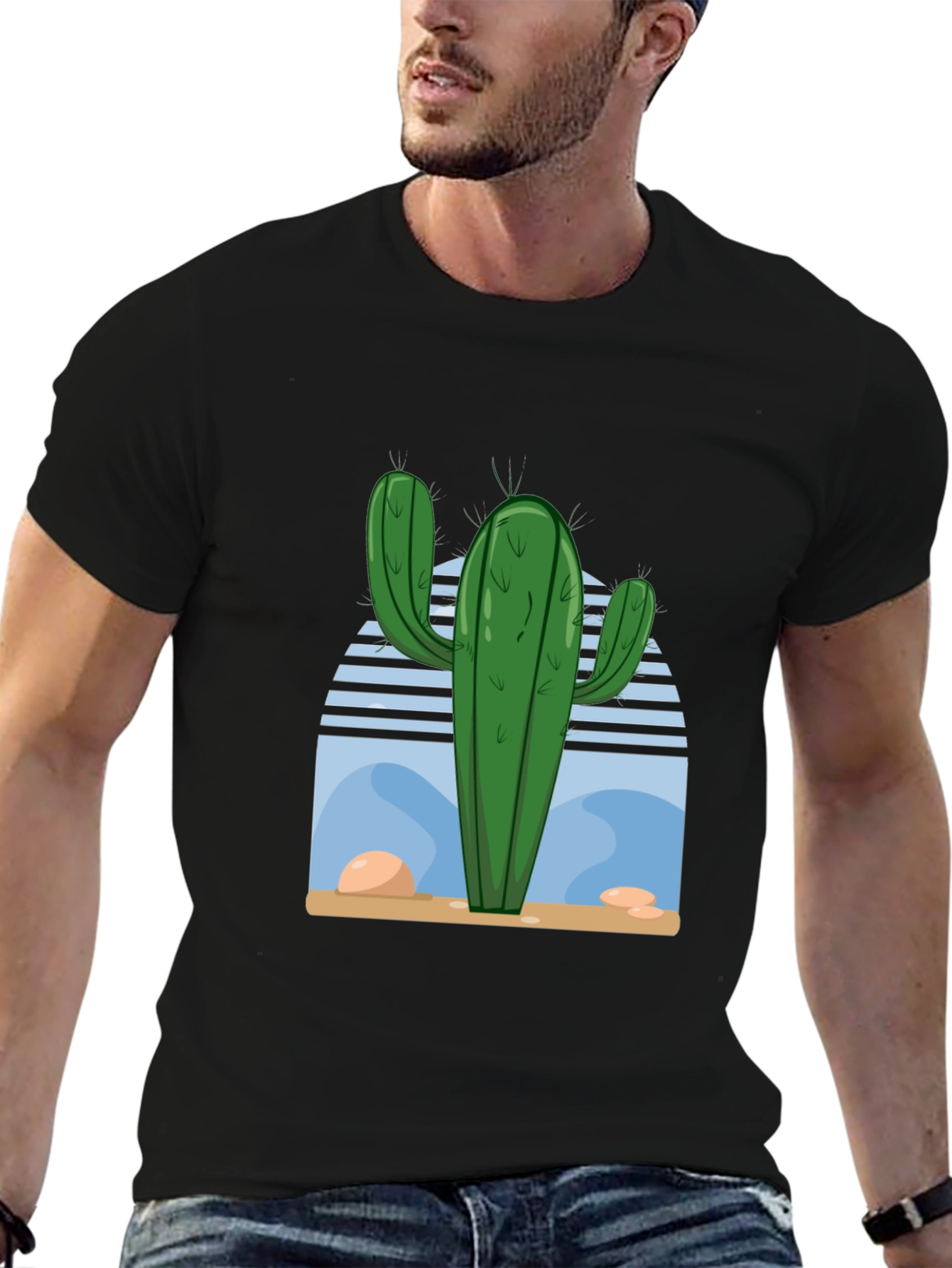 Cactus Desert Scene Graphic Tee - Soft Cotton Blend