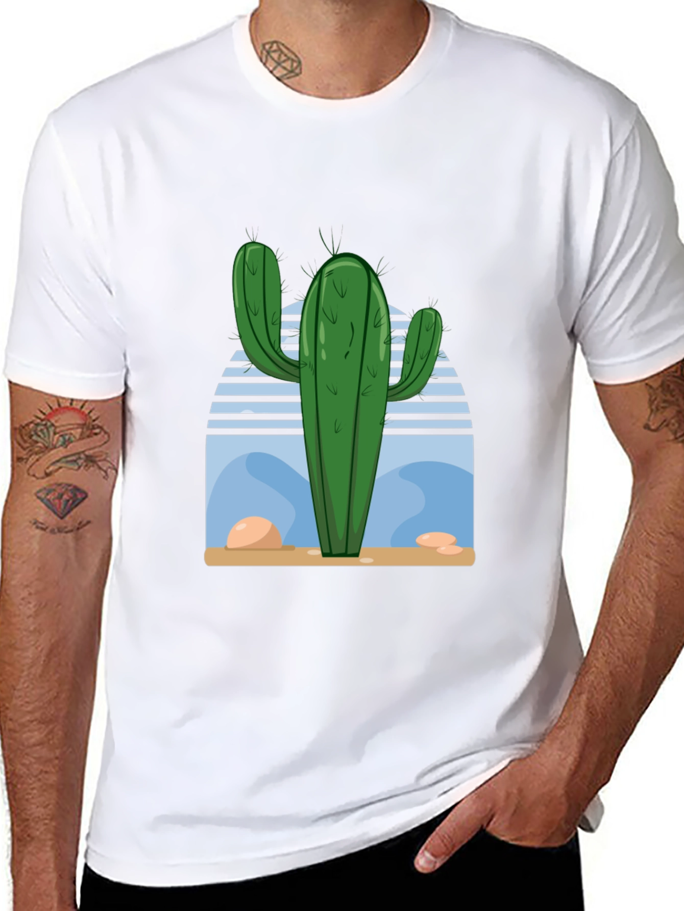 Cactus Desert Scene Graphic Tee - Soft Cotton Blend