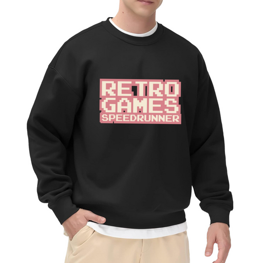 Retro Games Speedrunner Crewneck Sweatshirt - Pixel Art Gaming Nostalgia Pullover
