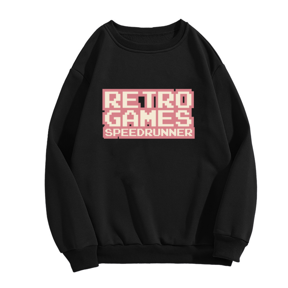 Retro Games Speedrunner Crewneck Sweatshirt - Pixel Art Gaming Nostalgia Pullover