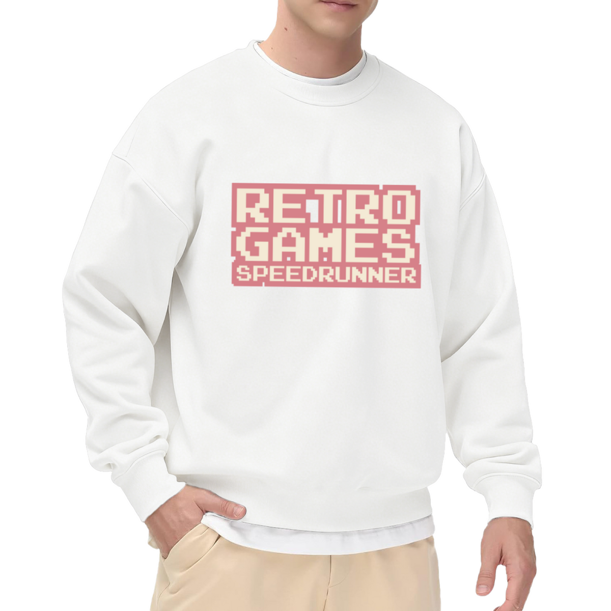 Retro Games Speedrunner Crewneck Sweatshirt - Pixel Art Gaming Nostalgia Pullover