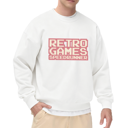 Retro Games Speedrunner Crewneck Sweatshirt - Pixel Art Gaming Nostalgia Pullover
