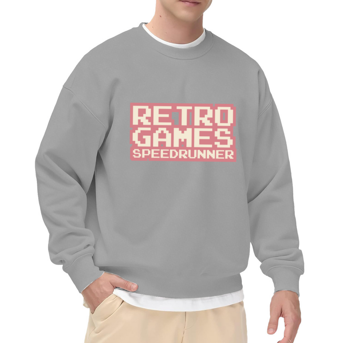 Retro Games Speedrunner Crewneck Sweatshirt - Pixel Art Gaming Nostalgia Pullover
