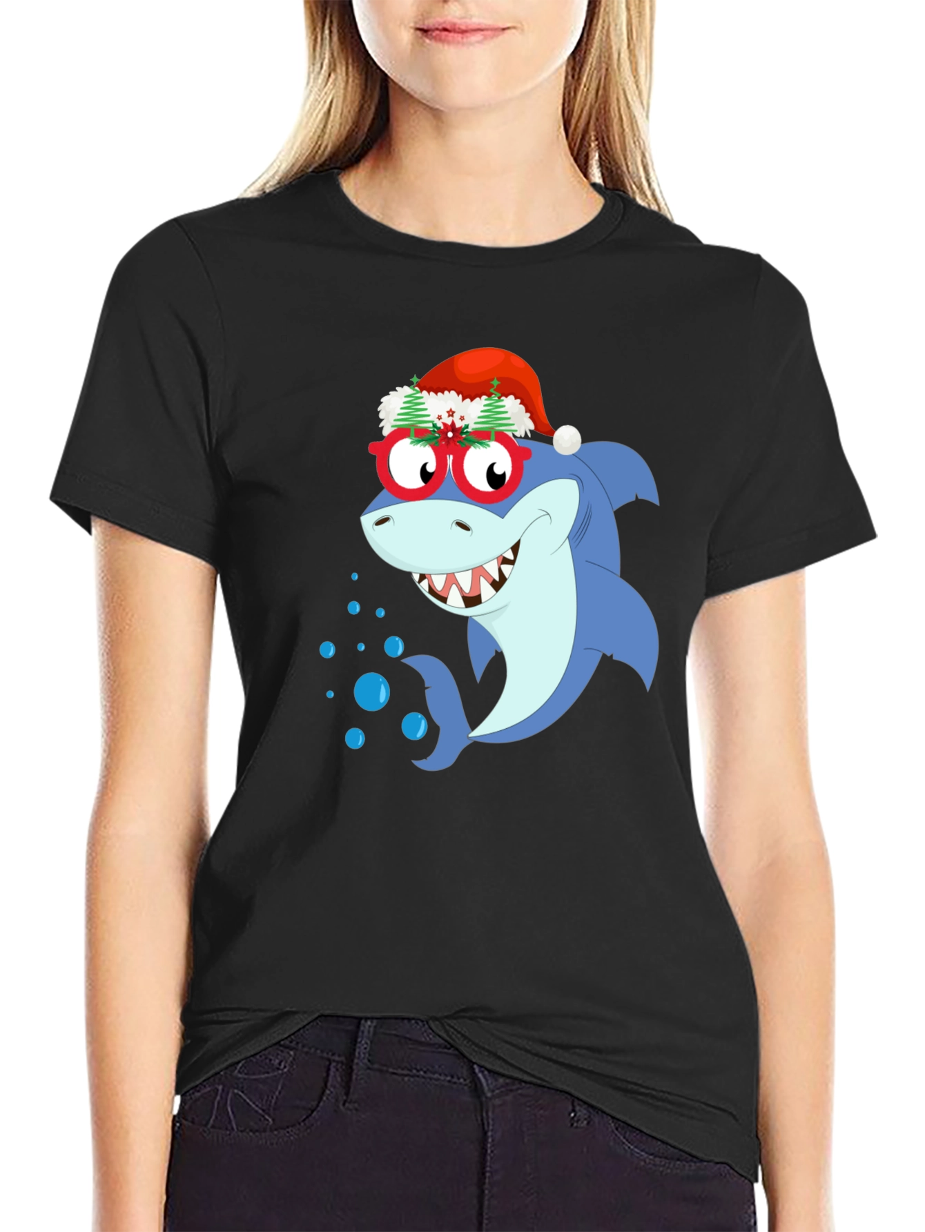 Christmas Shark Graphic T-Shirt