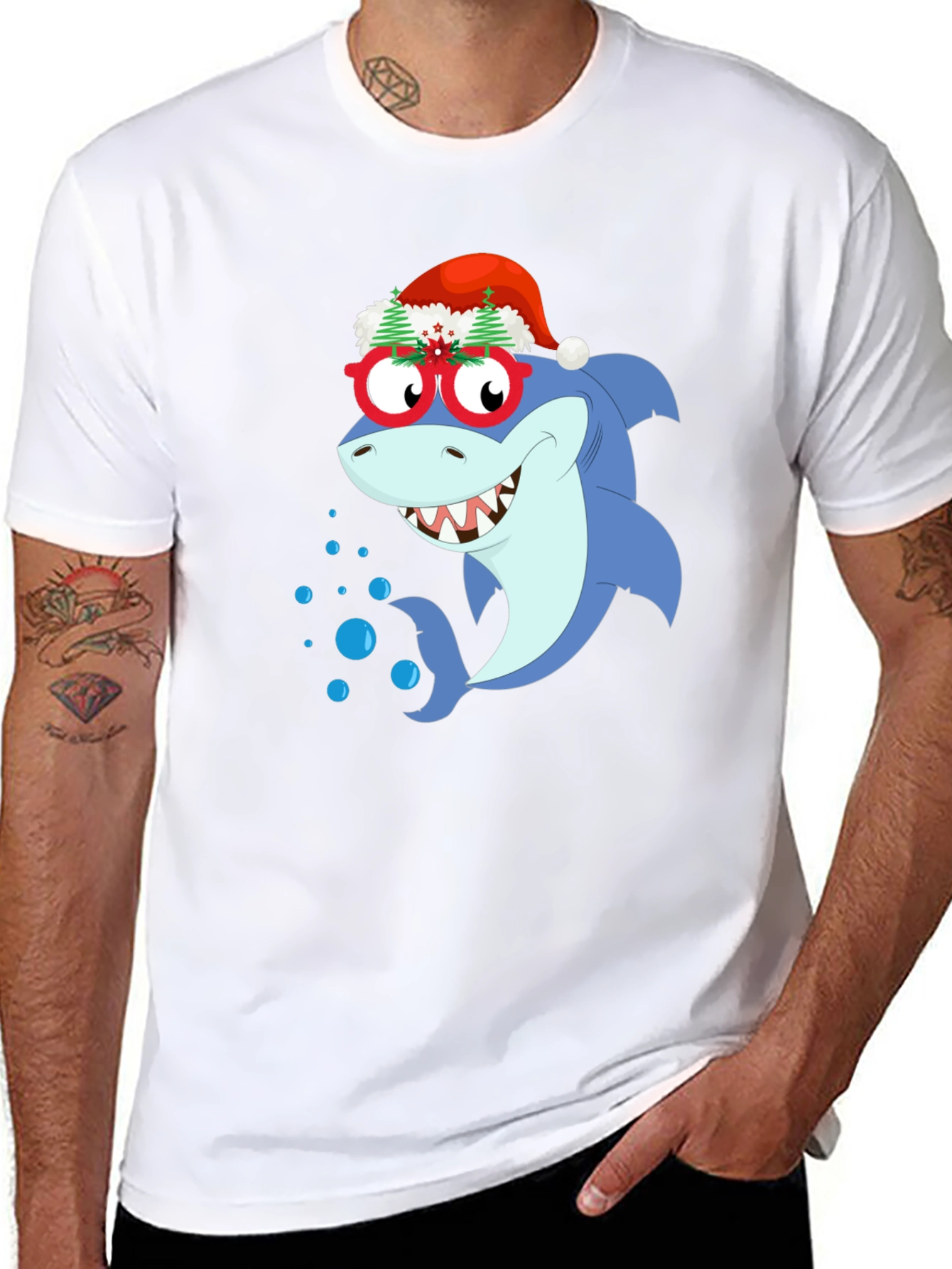 Christmas Shark Graphic T-Shirt
