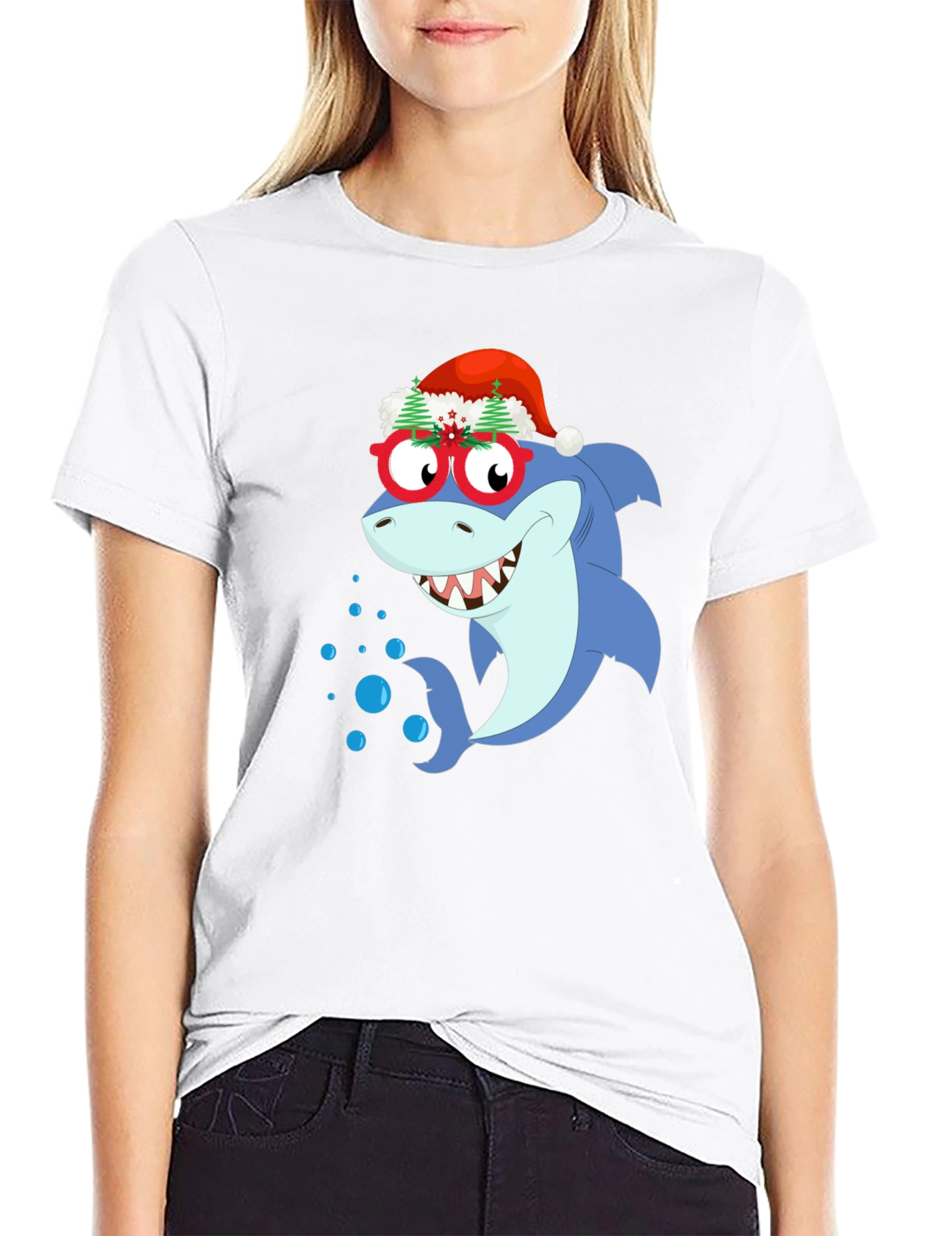 Christmas Shark Graphic T-Shirt