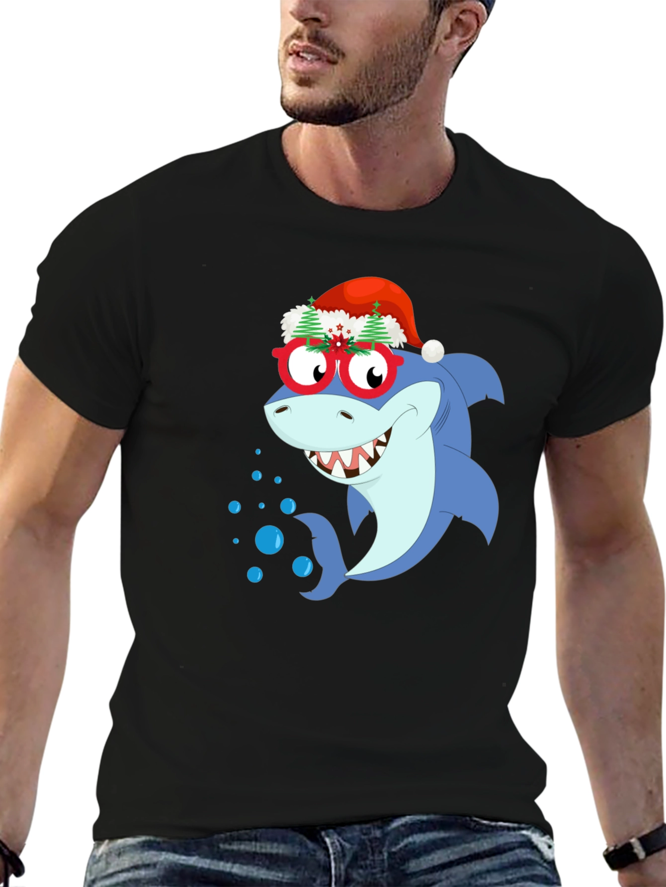 Christmas Shark Graphic T-Shirt