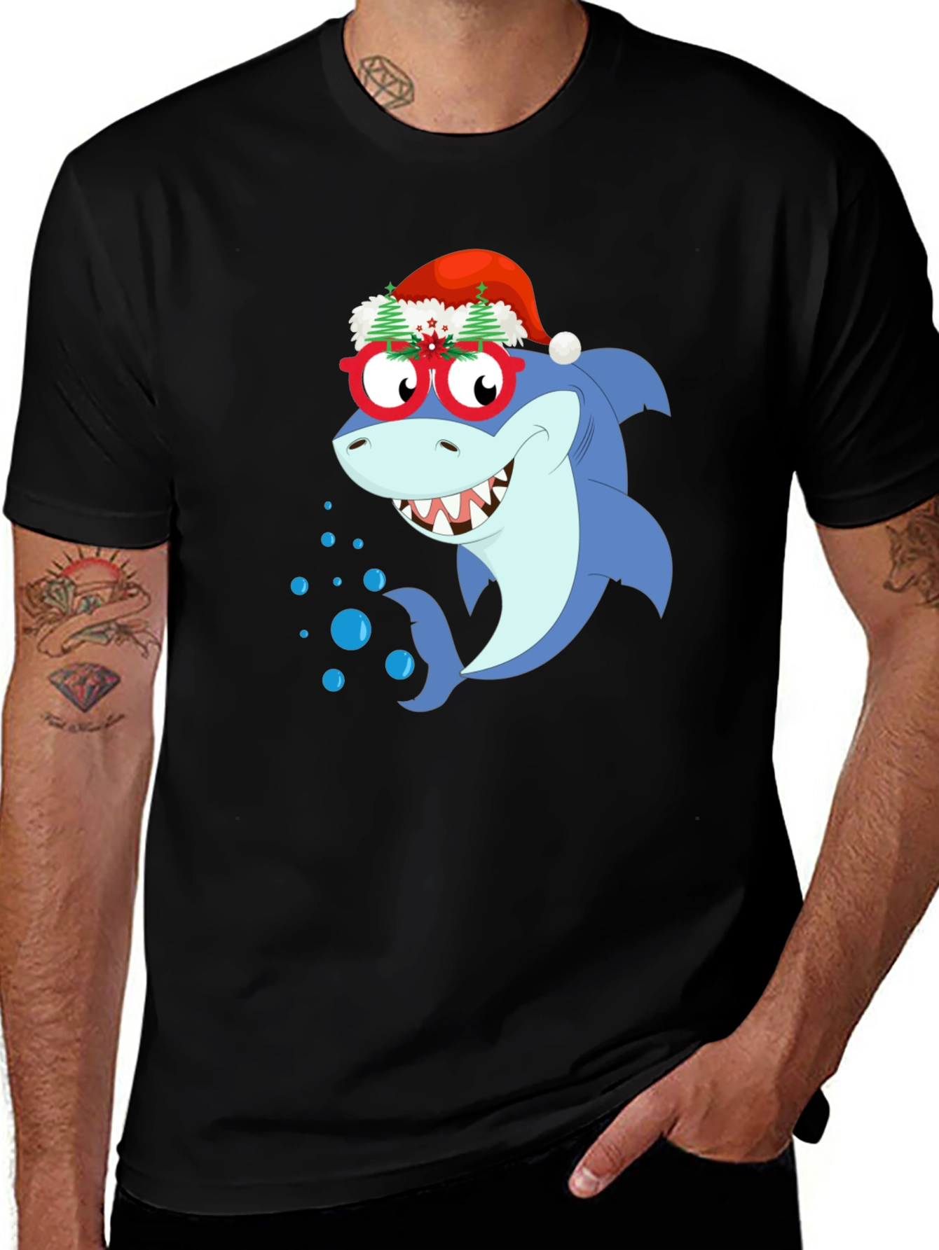 Christmas Shark Graphic T-Shirt