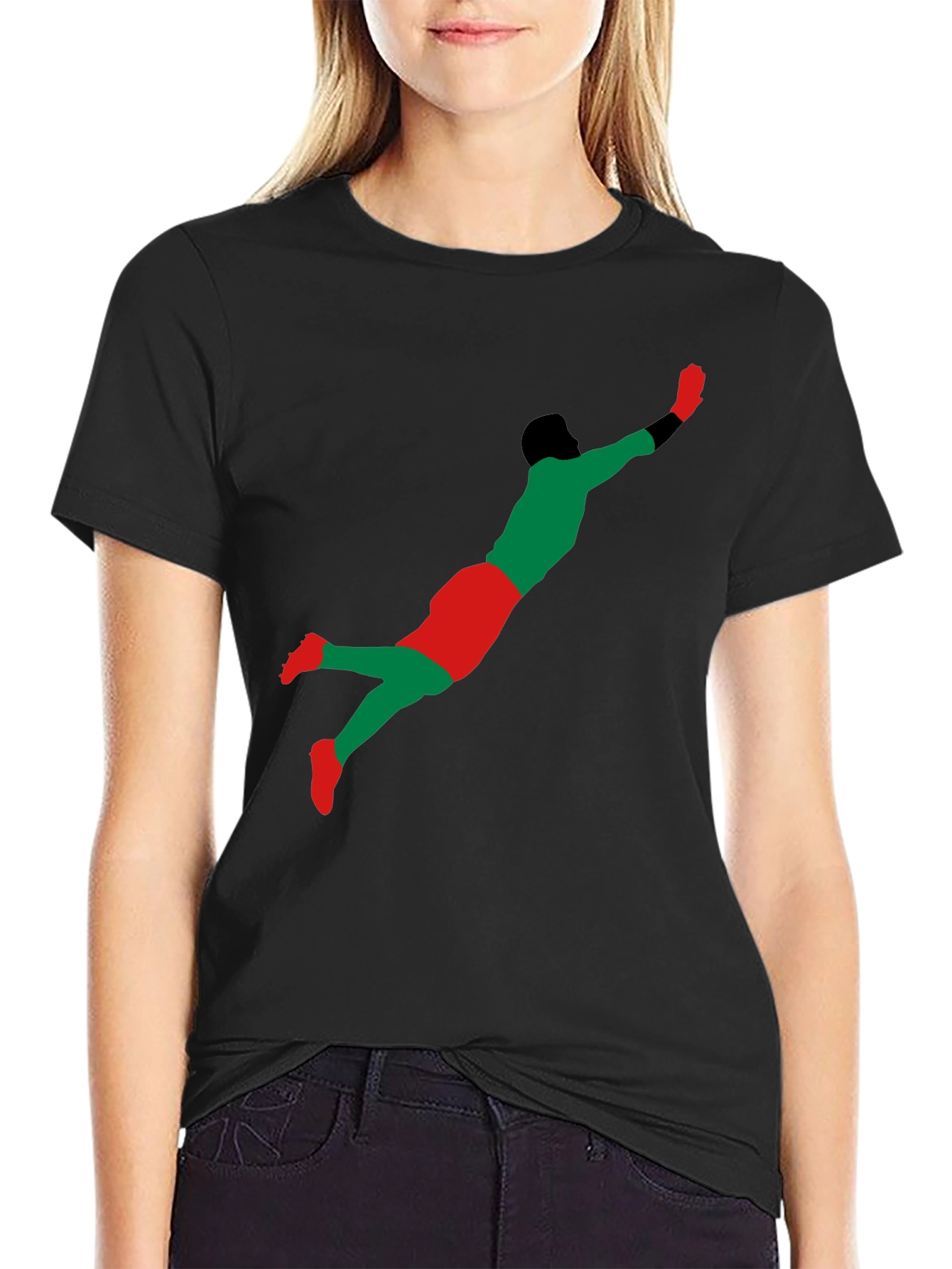 Goalkeeper Dive Graphic T-Shirt - Black