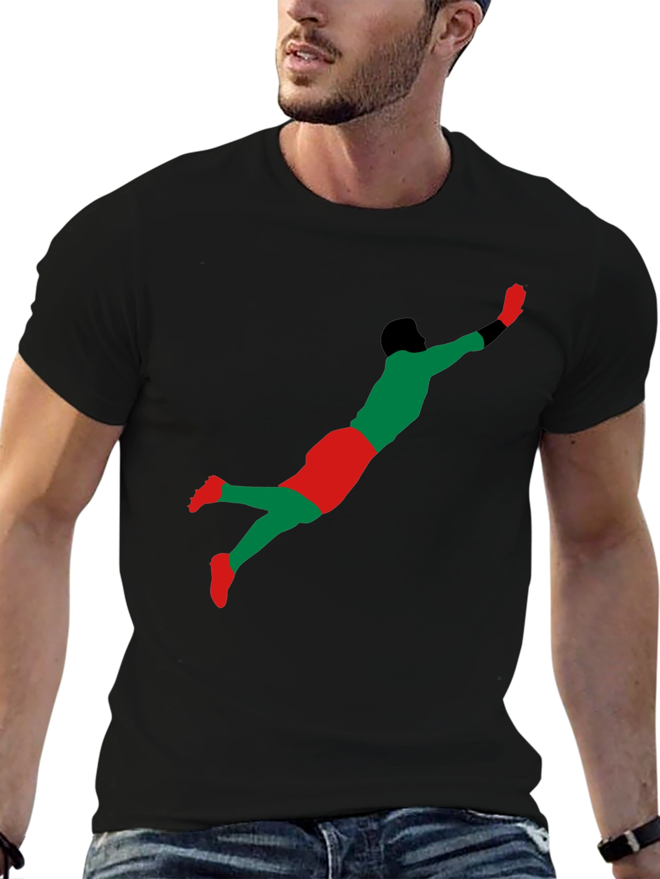 Goalkeeper Dive Graphic T-Shirt - Black