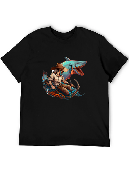 Shark Cowboy Graphic T-Shirt - Black