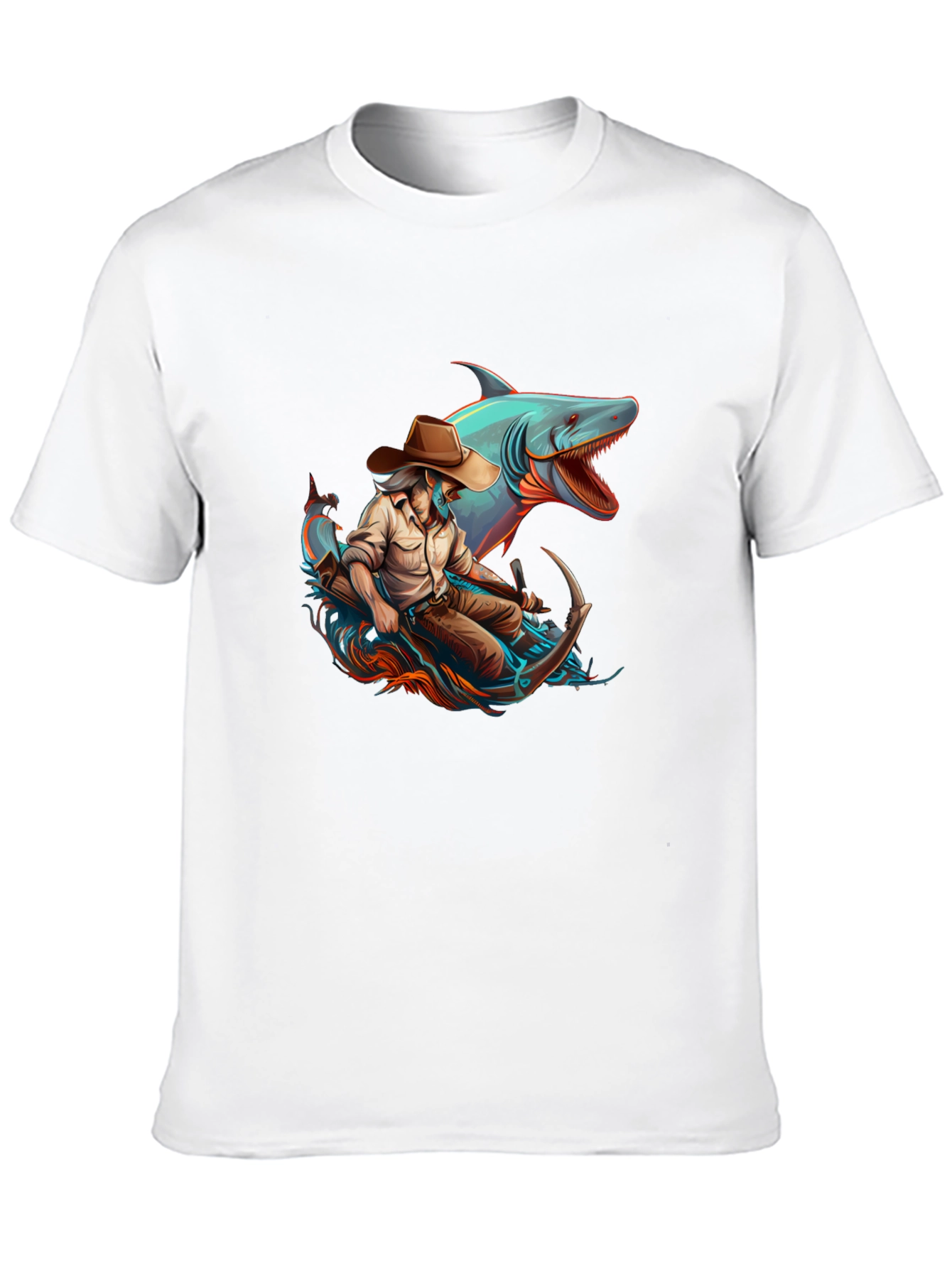 Shark Cowboy Graphic T-Shirt - Black