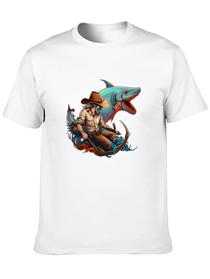 Shark Cowboy Graphic T-Shirt - Black