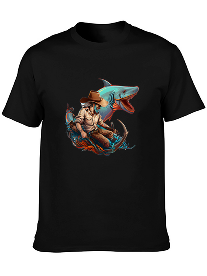 Shark Cowboy Graphic T-Shirt - Black