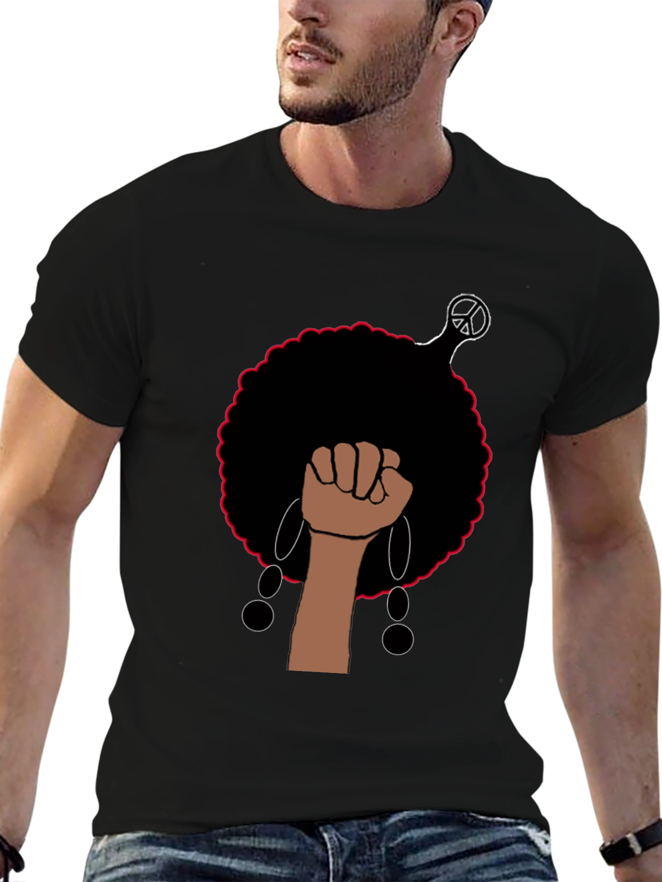 Empowered Afro Fist Graphic Tee - Black
