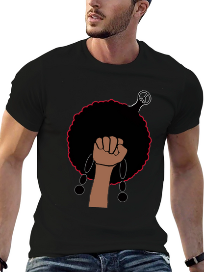 Empowered Afro Fist Graphic Tee - Black