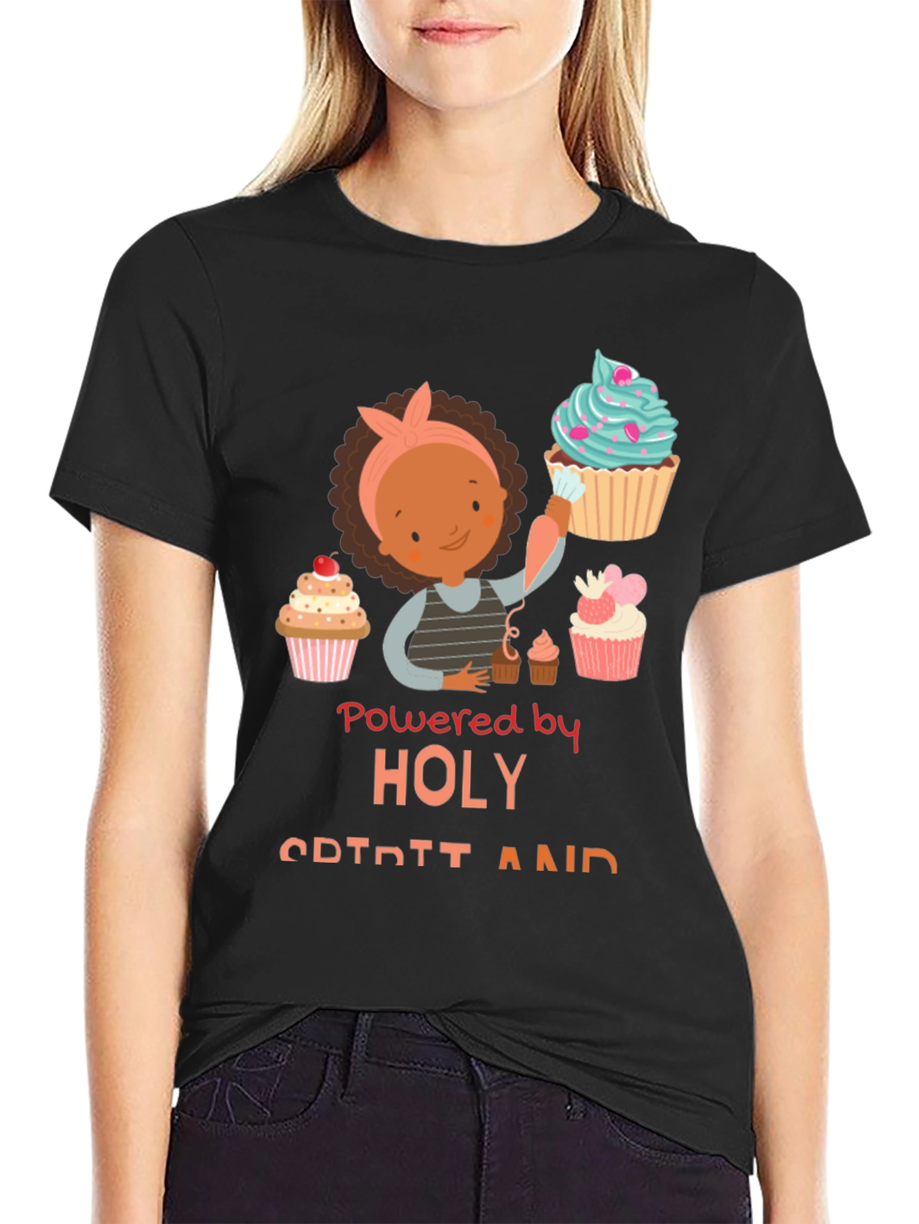 Powered By Holy Spirit Cupcake T-Shirt