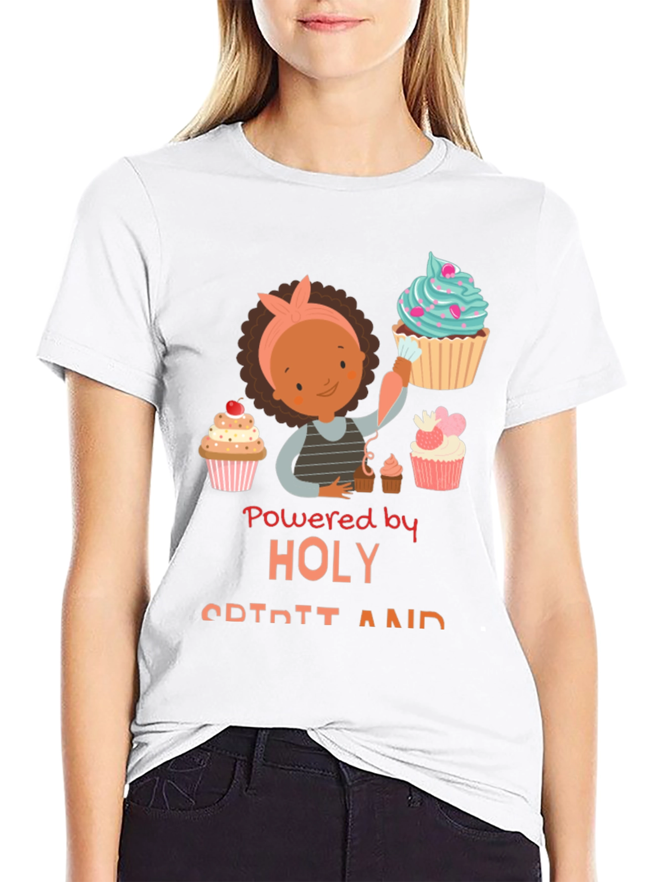 Powered By Holy Spirit Cupcake T-Shirt