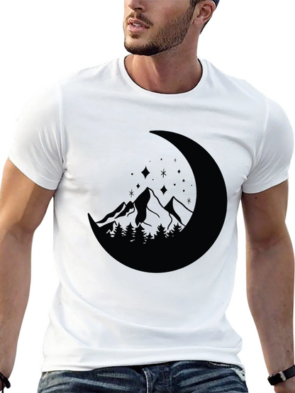 Mountain Moon Graphic Tee - Black Casual Shirt