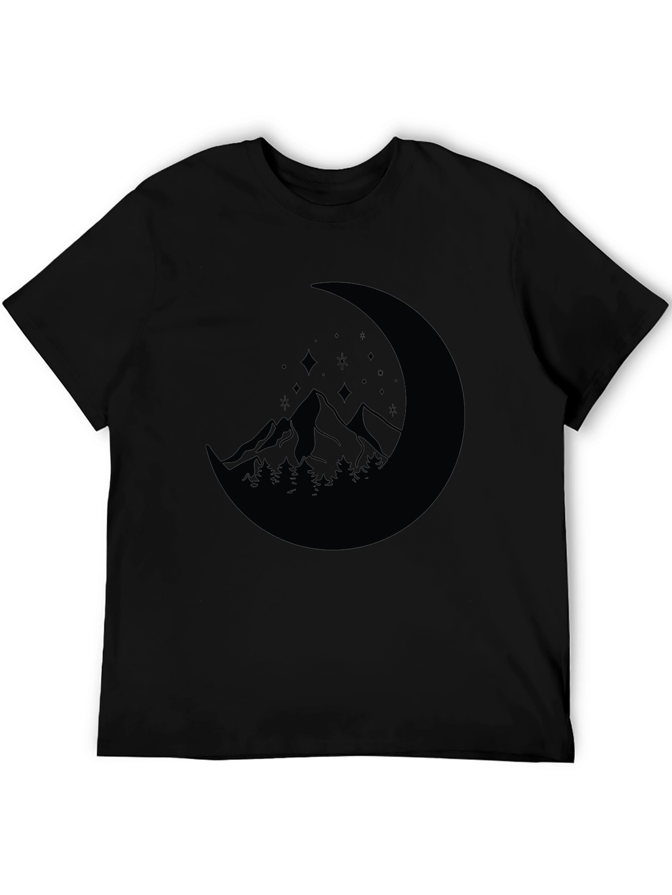 Mountain Moon Graphic Tee - Black Casual Shirt