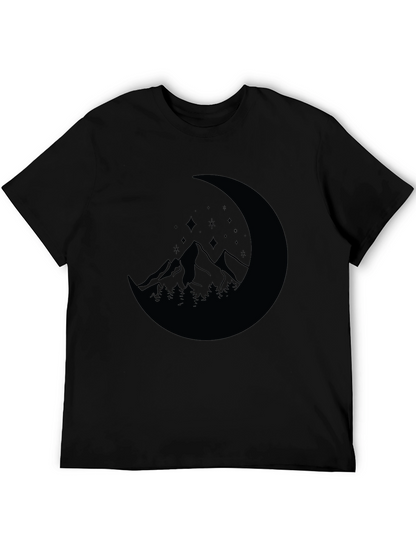 Mountain Moon Graphic Tee - Black Casual Shirt