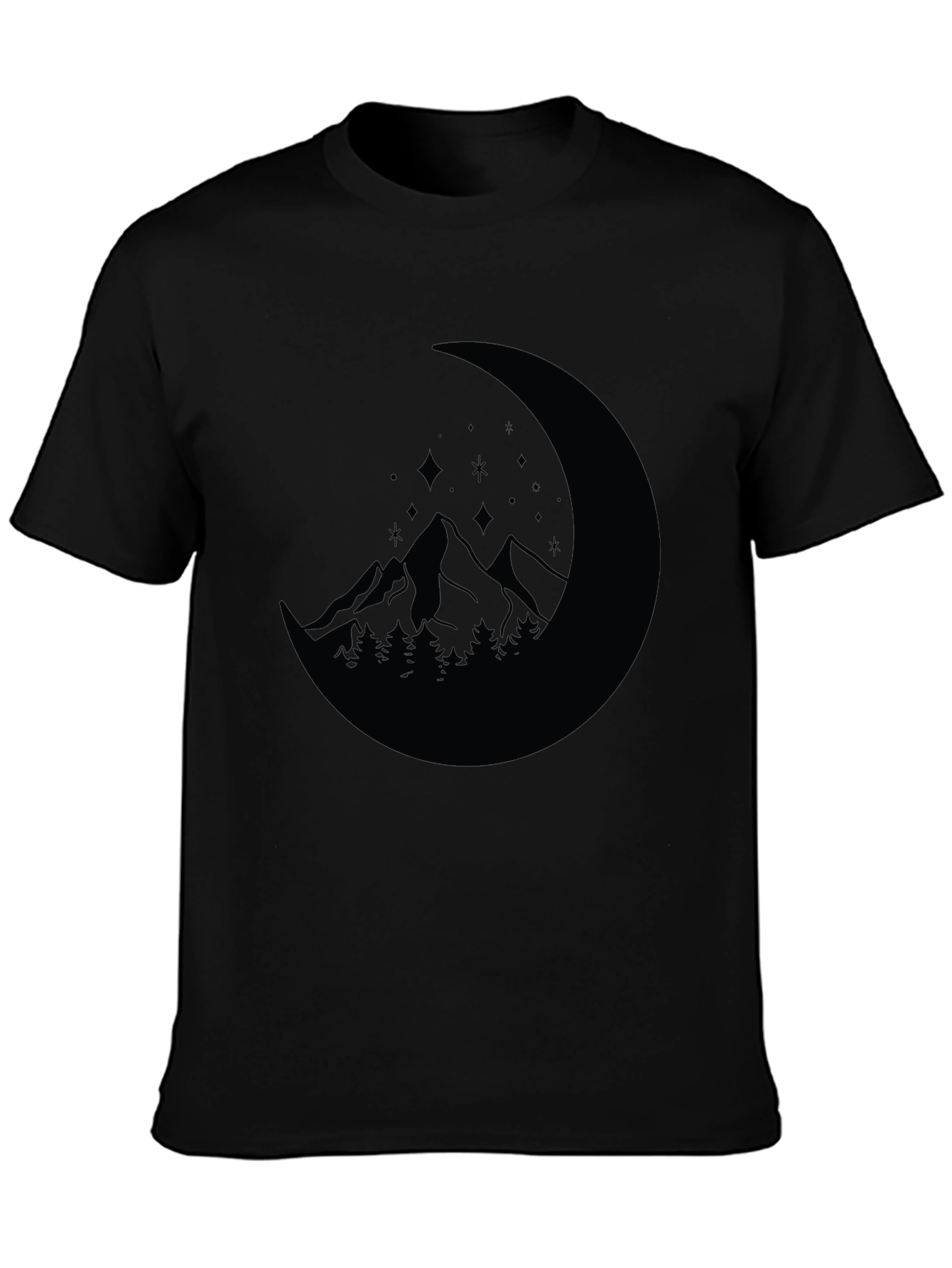 Mountain Moon Graphic Tee - Black Casual Shirt