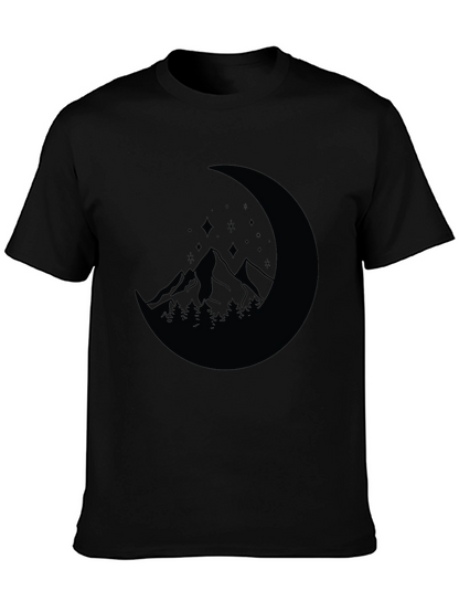 Mountain Moon Graphic Tee - Black Casual Shirt