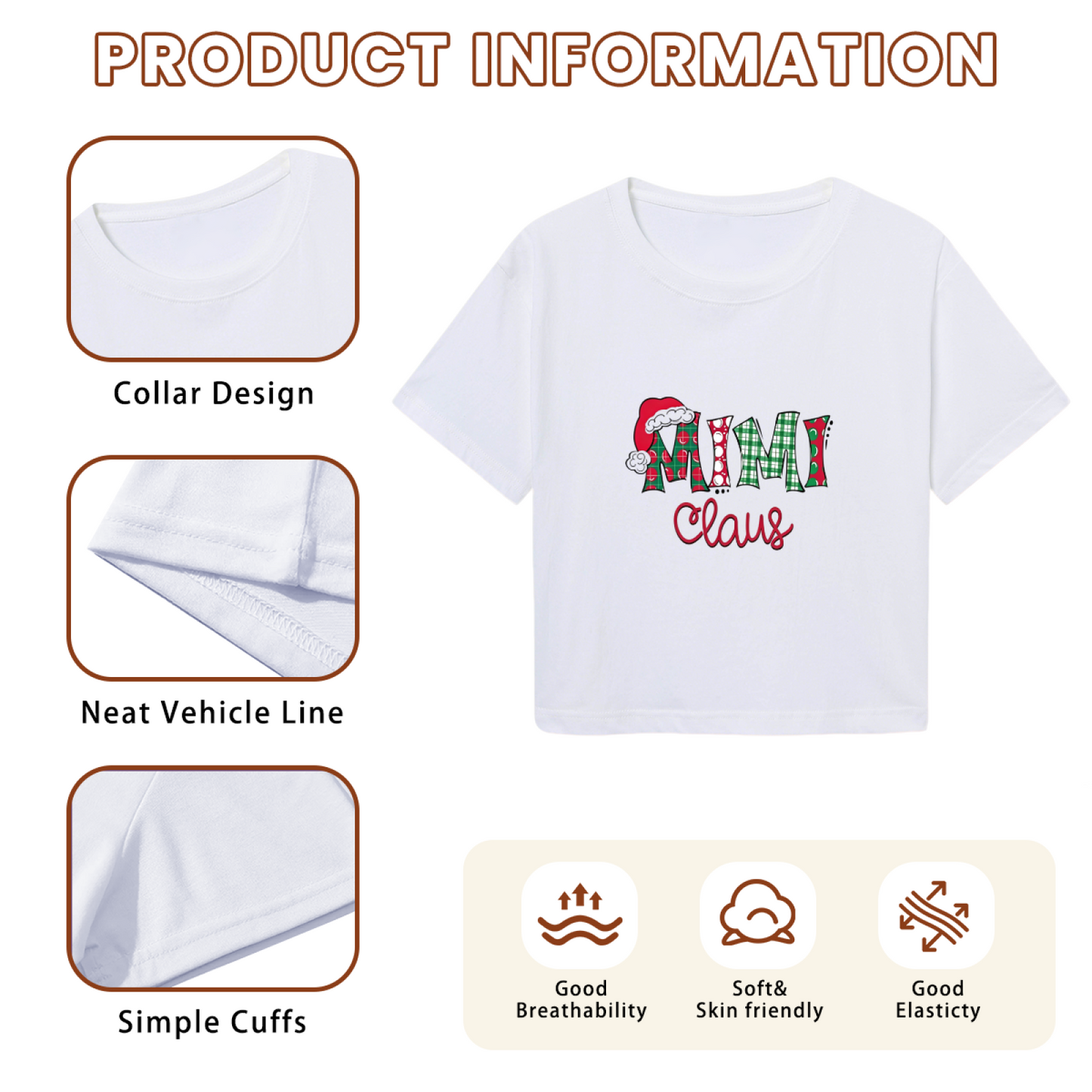 Mimi Claus Plaid Christmas Family Holiday Crop Top