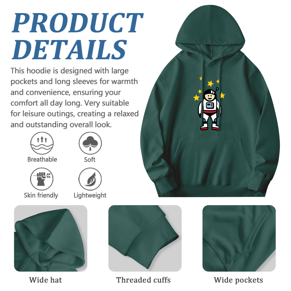 Cute Cartoon Astronaut Graphic Hoodie